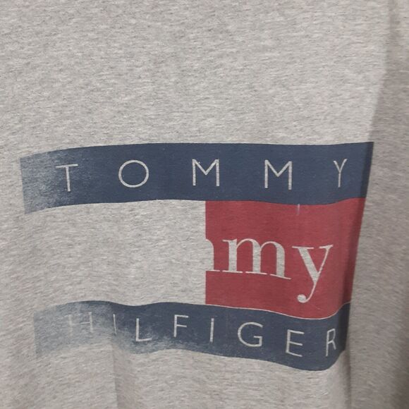 Vtg Tommy Hilfiger Adult Mens L Gray USA Made Crew Neck Sweatshirt Double Sided - Picture 2 of 12